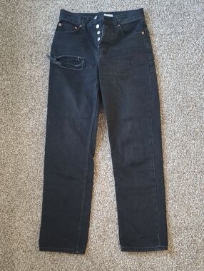Topshop Black Dad Straight Jeans Classic Fit W 25
